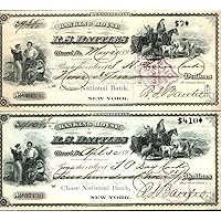 1892 PAIR of 2 RARE and SUPERB 1892 GIRARD (ERIE) PA BANK DRAFTS w FINE OBSOLETE CURRENCY VIGNETTES and NOTEWORTHY AUTOGRPAH! CV $100 Payable at Chase Bank! XF-AU or better