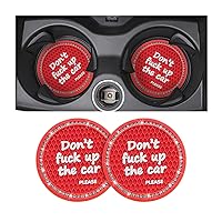 2 Pack Bling Car Coasters for Cup Holder, Crystal Rhinestone 2.75 in Cup Holder Coaster, Silicone Anti-Slip Insert Cup Mats for Women, Interior Accessories Universal for Most Cars (Red)