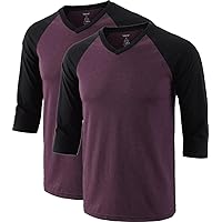 Men's Casual 3/4 Sleeve V Neck Active Sports Running Hiking Baseball Jersey Tee Shirts 2Pack