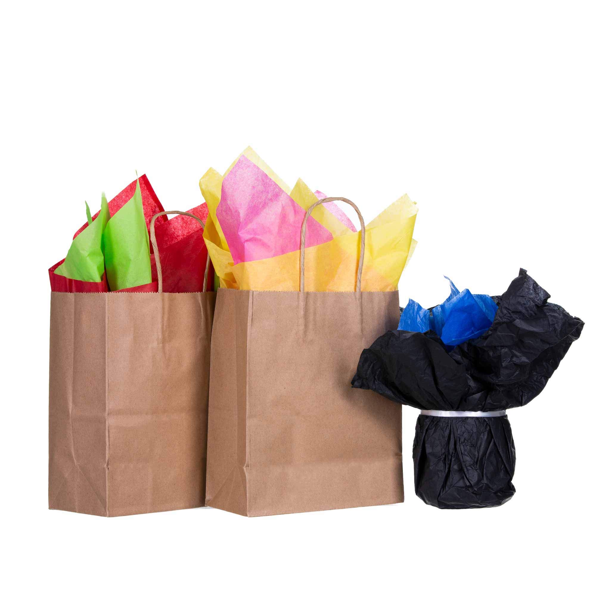 Paper Bags with Handles Bulk 8 X 4.5 X 10.5 [50 Bags]. Ideal for Shopping, Packaging, Retail, Party, Craft, Gifts, Wedding, Recycled, Business, Goody and Kraft Merchandise Bag