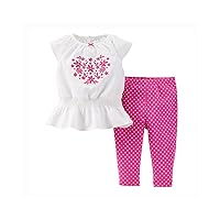 Carters Top and Pants Set Embroidered Flowers - Baby Girls newborn- 3m