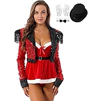 ACSUSS Womens Circus Ringmaster Cosplay Costume Long Sleeves Jumpsuit Uniform for Halloween