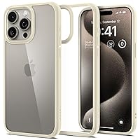 Spigen Ultra Hybrid Designed for iPhone 15 Pro Case (2023), [Anti-Yellowing] [Military-Grade Protection] - Sand Beige