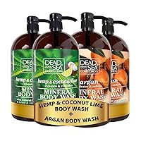 Bundle Argan Body Wash +Hemp & Coconut Lime- Body Wash for Women and Men 2 X- Pack of 2 (67.6 fl. oz) - Cleanses and Moisturizes Skin - With Natural Minerals and Vitamins