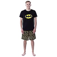 DC Comics Mens' Batman Logo Short Sleeve Shirt Pajama Short Set