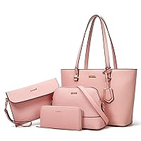 Lovematch Women Fashion Synthetic Leather Handbags Tote Bag Shoulder Bag Top Handle Satchel Purse Wallet Set 4pcs