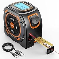 Laser Tape Measure 197Ft Laser Measurement & 16Ft Manual Measuring Digital Tape Measure Support to Pythagorean Mode, Area, Volume, Ft/Ft+in/in/M Unit Distance Meter for Woodworker Tool