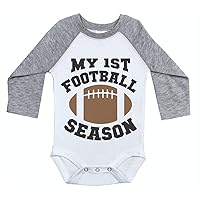 Baffle Funny Football Onesie, MY FIRST FOOTBALL SEASON, Long Sleeve Raglan Baby Bodysuit, Newborn Unisex Romper for Kids