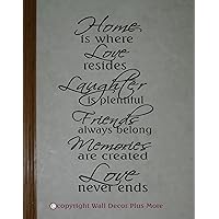 Wall Decor Plus More WDPM2916 Home Is Where Love Never Ends Vinyl Art Wall Decal, 23-Inch X 13-Inch, Black