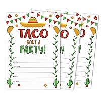 Pack Of 30 Taco Bout Party Invites, Fiesta Party Invitations, Fill In Blank Invites With Envelopes