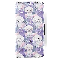 Cute Bichon Frise Puppy Dog Canine Pattern #A2#2 Faux Leather FLIP Wallet Phone CASE Cover for Samsung Galaxy S23