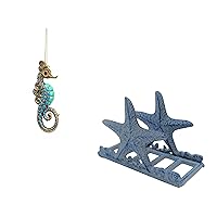 Comfy Hour Under The Sea Collection Cast Iron Starfish Napkin Holder, Seahorse ornament, bundle of 2