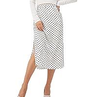 Women's Casual Split Hem High Waisted Bodycon Skirt A Line Polka Dot Print Skirts