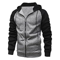 Men's Full Zip Hoodie Casual Colorblock Sweatshirt Lightweight Workout Athletic Drawstring Jacket Outerwear