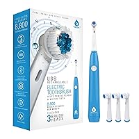 Pursonic Rotary Toothbrush, USB Rechargeable Electric Toothbrush, 3 Brush Heads – Sonic Toothbrush with 8,800 Oscillations/Minute and 3 Cleaning Modes (White)