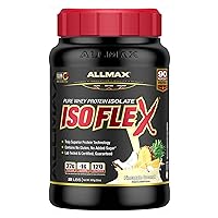 ALLMAX ISOFLEX Whey Protein Isolate, Pineapple Coconut - 2 lb - 27 Grams of Protein Per Scoop - Zero Fat & Sugar - 99% Lactose Free - Gluten Free & Soy Free - Approx. 30 Servings