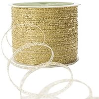 May Arts 1/8-Inch Wide Ribbon, Gold Curly Sparkling