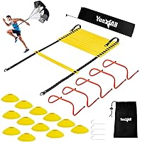 Yes4All Ultimate Combo Agility Ladder Training Set – Agility Ladder 12 Rungs, 12 Agility Cones & 4 Steel Stakes - Carry Bag