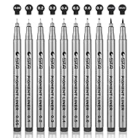 TWOHANDS Set of 12 Micro Pens, Fine Point, Fineliner Ink Pens, Pigment Pen, Technical Drawing Pen, Black, Waterproof, for Art Watercolor, Sketching, A