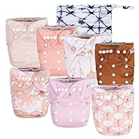 Magnolia Baby Cloth Pocket Diapers 7 Pack, 7 Bamboo Inserts, 1 Wet Bag by Nora's Nursery