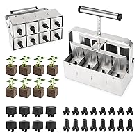 Upgraded Soil Blocker, 8 Cell Seed Blocker 2 inch Quad Soil Block Maker Manual with 3 Types of Seed Pins,Hand-held Soil Blocking Tool for Seed Stater Tray Outdoor Plants