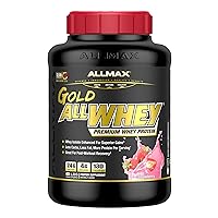 ALLMAX Nutrition - Gold ALLWHEY Protein Powder, Whey Protein Blend for Strength and Muscle Gains, Post Workout Recovery, Gluten Free, 24 Grams of Protein, Strawberry, 5 Pound