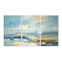 Stupell Home Décor Sailboats on the Sea Triptych Wall Plaque Art Set, 11 x 0.5 x 17, Proudly Made in USA