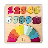 B. toys- Counting Rainbows- Number Puzzle for Kids – Wooden Number Puzzle – Counting Toy for Toddlers – 20 Chunky Puzzle Pieces – 18 Months +