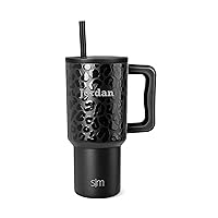 Simple Modern Personalized 30 oz Tumbler with Handle and Straw Lid | Insulated Cup Reusable Stainless Steel Water Bottle Cupholder Friendly | Gifts for Women Him Her | Trek Collection | Black Leopard