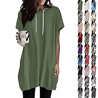 COTECRAM Summer Tops for Women 2024 Trendy Casual Short Sleeve Graphic Hoodie Shirts Dressy Blouses Womens Fashion Clothes