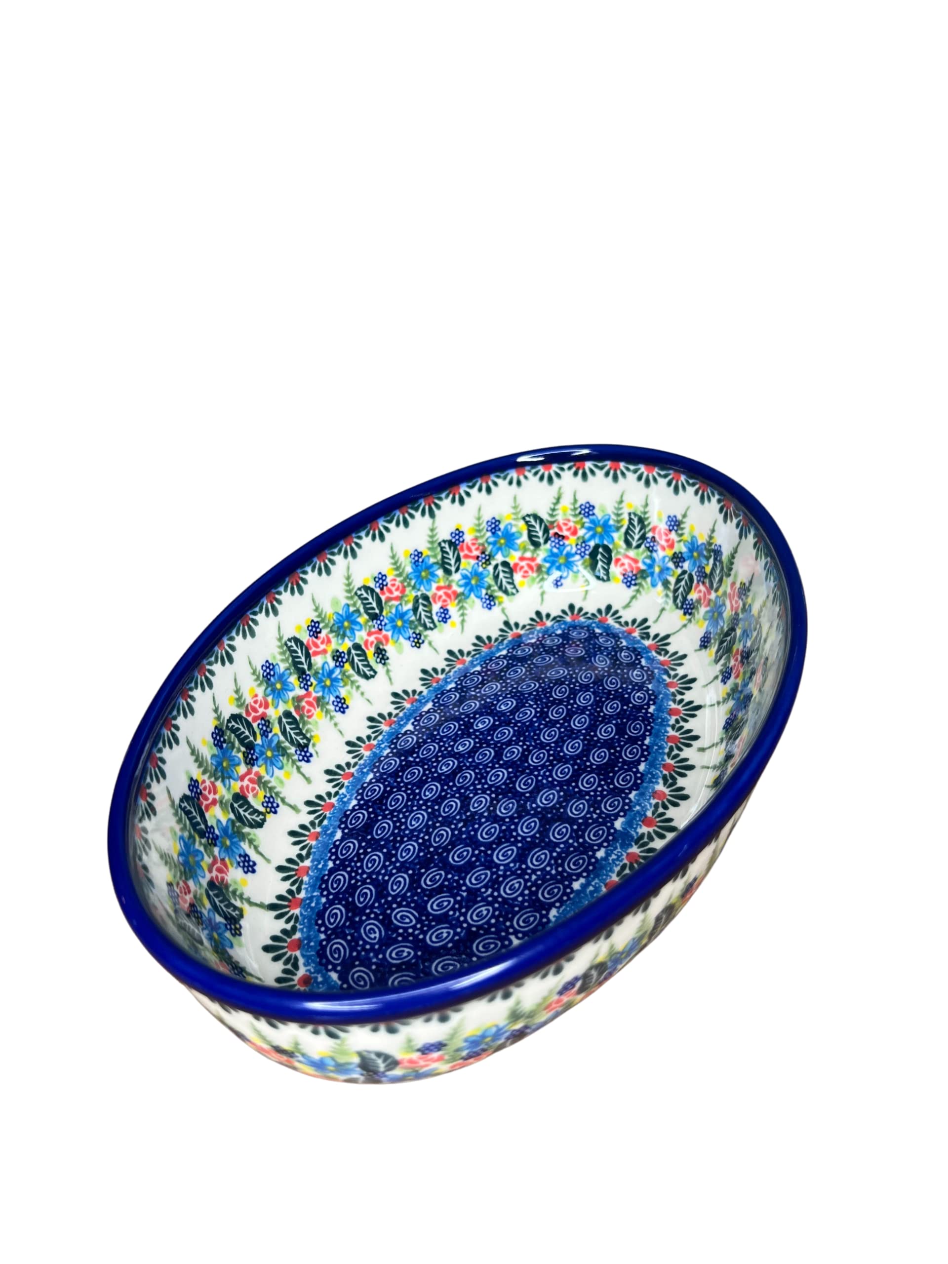 Lidia's Polish Pottery Oval Mirek Baker-9.75 inch. Ceramika Kalich-Daisy