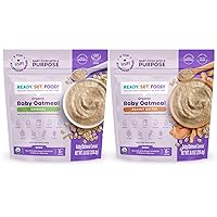 Ready, Set, Food! Organic Baby Oatmeal Cereal | Original & Peanut Butter (2 Pack) – 15 Servings Each | Baby Food with 9 Top Allergens