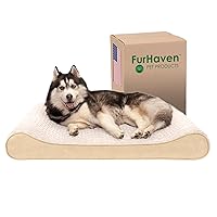 Furhaven Memory Foam Dog Bed for Large Dogs w/ Removable Washable Cover, For Dogs Up to 75 lbs - Ultra Plush Faux Fur & Suede Luxe Lounger Contour Mattress - Cream, Jumbo/XL