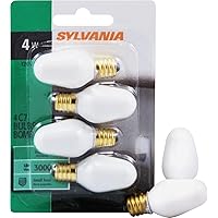 SYLVANIA Incandescent 4W C7 Night Light Bulb, E12 Candelabra Base, 15 Lumens, Frosted Finish, 2850K, White - 4 Pack (13553)