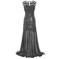 Mermaid Formal Dresses for Womens 1920s Black Sequin Gatsby Maxi Long Evening Prom Dress Infinity Wedding Cocktail Gowns