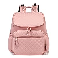 Diaper Bag Backpack with Stroller Clips, Lightweight Water-Resistant Nylon Travel Backpack with Anti-Theft Pocket, Pink