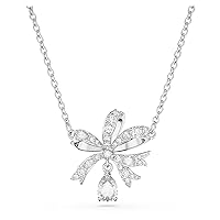 SWAROVSKI Volta Necklace, Earrings, and Bracelets Jewelry Collection, Bow-Inspired Clear Crystals with Rhodium Finish