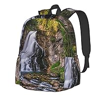 river goring waterfall tree Printed Casual Daypack with side mesh pockets Laptop Backpack Travel Rucksack for Men Women