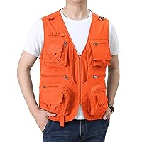 Flygo Men's Utility Cargo Vest Outdoor Fishing Safari Travel Work Photo Vest with Pockets