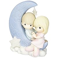 Precious Moments Couples Figurine | I Love You to The Moon and Back Bisque Porcelain Figurine | Love | Gift for Wife, Girlfriend | Birthday