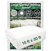 Garden Netting Pest Barrier, 10 ft x 50 ft Ultra Fine Mesh Mosquito Cicada Bird Bug Net for Raised Garden Bed Greenhouse, Plant Row Cover for Protect Vegetables Fruits Flowers Trees from Insect