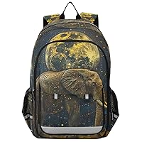 ALAZA Retro Elephant Moon Backpack Bookbag Laptop Notebook Bag Casual Travel Daypack for Women Men Fits15.6 Laptop
