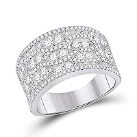 14kt White Gold Womens Round Diamond Right Hand Cocktail Ring 1-3/4 Cttw