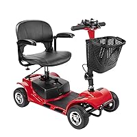 4 Wheel Mobility Scooter, Electric Power Mobile Wheelchair for Seniors Adult with Lights- Collapsible and Compact Duty Travel Scooter w/Basket Extended Battery Red Light Red
