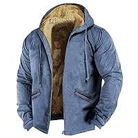 Jackets For Men Oversized Thick Sherpa Lined Zipper Fleece Hoodie Sweatshirt Winter Warm Jacket Coat