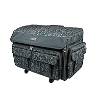 Everything Mary XXL Rolling Sewing Tote, Black & Floral - Rolling Carrying Storage Cover Case Compatible with Large Brother and Singer Machines - Universal Travel & Craft Tote Bag