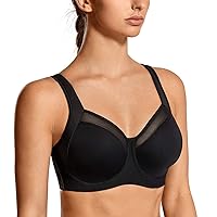 SYROKAN High Impact Sports Bras for Women High Support Unlined Underwire Racerback No Uniboob Workout Bra