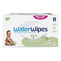 WaterWipes Plastic-Free Textured Clean, Toddler & Baby Wipes, 99.9% Water Based Wipes, Unscented & Hypoallergenic for Sensitive Skin, 720 Count (12 packs), Packaging May Vary