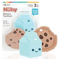 Nuby All Silicone Chocolate Chip Cookie & Milk Carton Teether – 2 Pack, 3+ Months