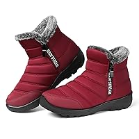 SHIBEVER Women Winter Snow Boots: Womens Waterproof Fur Lined Warm Boot Outdoor Walking Comfortable Slip On Zipper Ankle Booties